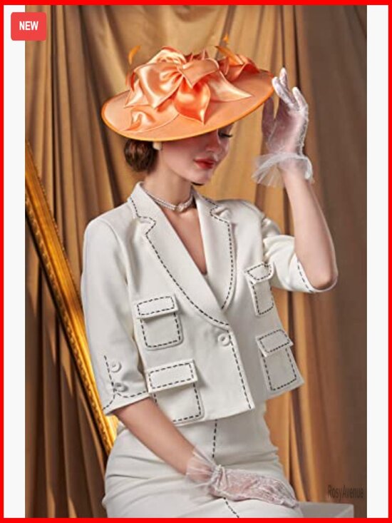 Large Fascinator Hat with Flower Feathers Derby Tea Party Wedding